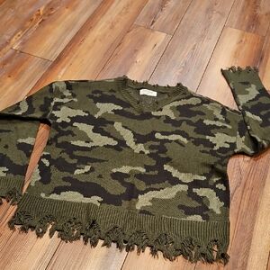 Love Always Camo Fringe Sweater